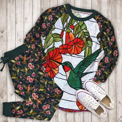 Hummingbird Pajama Set | Pajamas | Cotton Sleepwear Sets | Soft Long Sleeve Pjs | Raglan Shirt and Pants Set