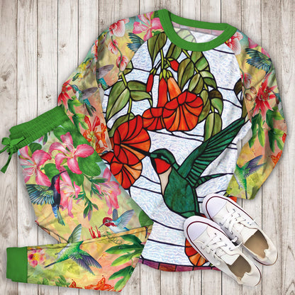 Hummingbird Pajama Set | Pajamas | Cotton Sleepwear Sets | Soft Long Sleeve Pjs | Raglan Shirt and Pants Set