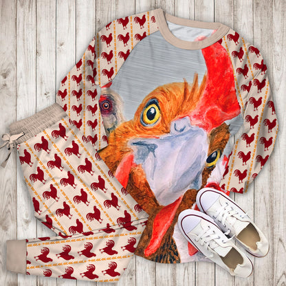Roosters Pajama Set | Pajamas | Cotton Sleepwear Sets | Soft Long Sleeve Pjs | Raglan Shirt and Pants Set