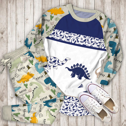 Dinosaur Pajama Set | Pajamas | Cotton Sleepwear Sets | Soft Long Sleeve Pjs | Raglan Shirt and Pants Set