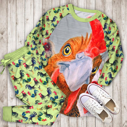 Roosters Pajama Set | Pajamas | Cotton Sleepwear Sets | Soft Long Sleeve Pjs | Raglan Shirt and Pants Set