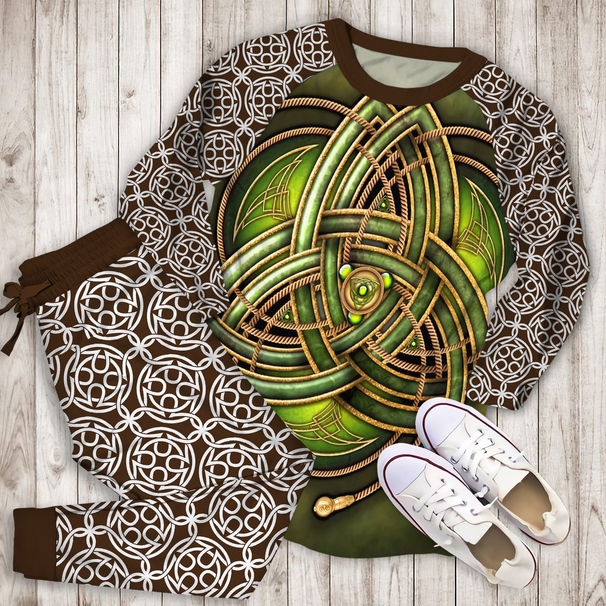 Celtic Pajama Set | Pajamas | Cotton Sleepwear Sets | Soft Long Sleeve Pjs | Raglan Shirt and Pants Set