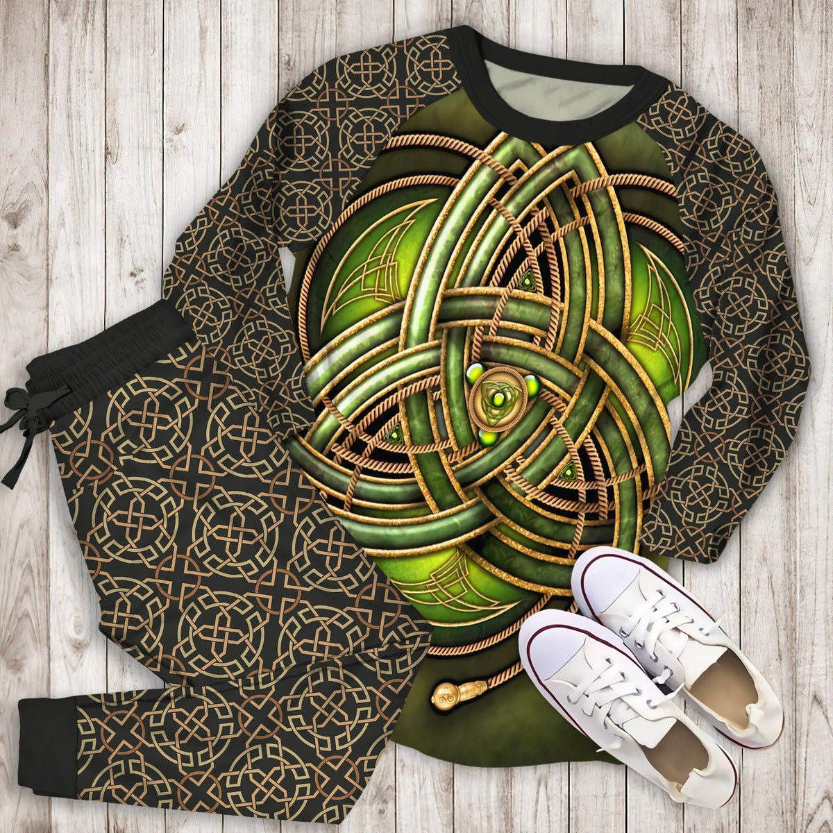 Celtic Pajama Set | Pajamas | Cotton Sleepwear Sets | Soft Long Sleeve Pjs | Raglan Shirt and Pants Set