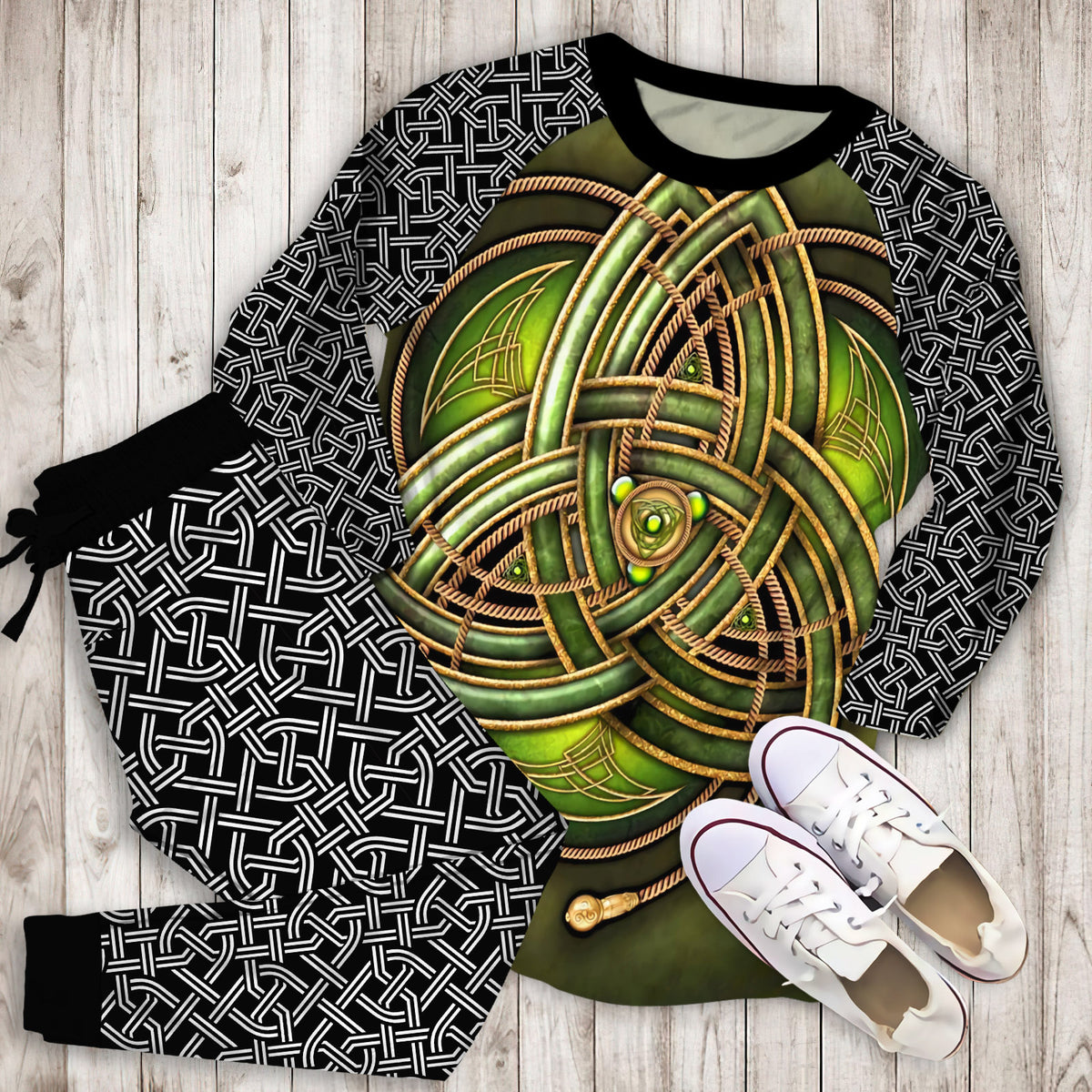 Celtic Pajama Set | Pajamas | Cotton Sleepwear Sets | Soft Long Sleeve Pjs | Raglan Shirt and Pants Set