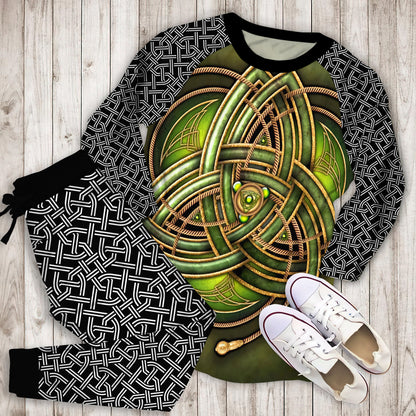 Celtic Pajama Set | Pajamas | Cotton Sleepwear Sets | Soft Long Sleeve Pjs | Raglan Shirt and Pants Set