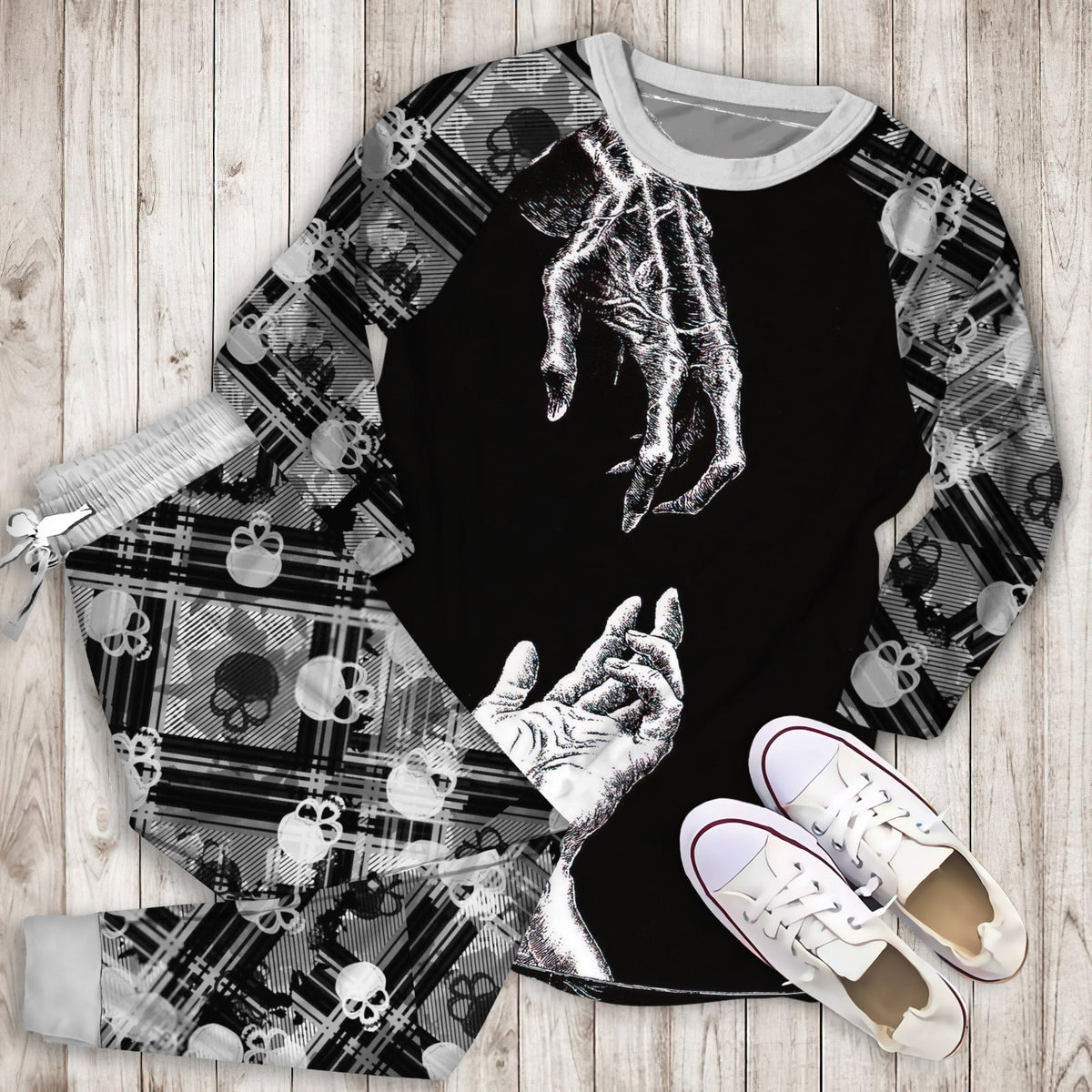 Death Pajama Set | Pajamas | Cotton Sleepwear Sets | Soft Long Sleeve Pjs | Raglan Shirt and Pants Set