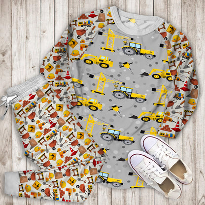 Construction Truck Pajama Set | Pajamas | Cotton Sleepwear Sets | Soft Long Sleeve Pjs | Raglan Shirt and Pants Set