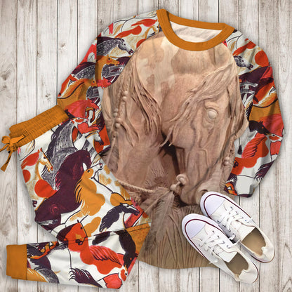 Horse Pajama Set | Pajamas | Cotton Sleepwear Sets | Soft Long Sleeve Pjs | Raglan Shirt and Pants Set