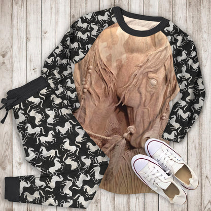 Horse Pajama Set | Pajamas | Cotton Sleepwear Sets | Soft Long Sleeve Pjs | Raglan Shirt and Pants Set