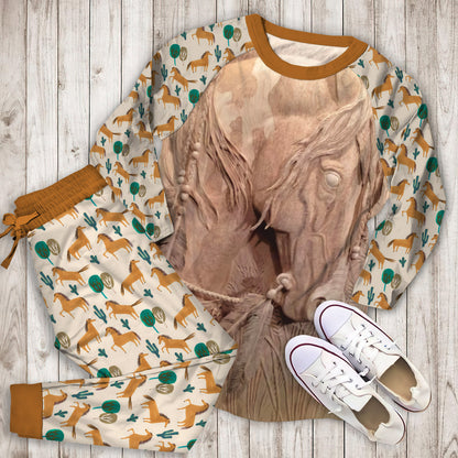 Horse Pajama Set | Pajamas | Cotton Sleepwear Sets | Soft Long Sleeve Pjs | Raglan Shirt and Pants Set