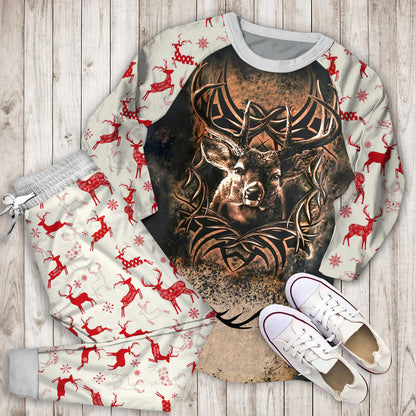 Deer Hunting Pajama Set | Pajamas | Cotton Sleepwear Sets | Soft Long Sleeve Pjs | Raglan Shirt and Pants Set