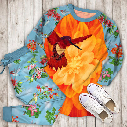 Hummingbird Pajama Set | Pajamas | Cotton Sleepwear Sets | Soft Long Sleeve Pjs | Raglan Shirt and Pants Set