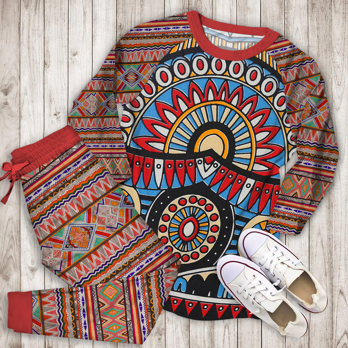 African Pajama Set | Pajamas | Cotton Sleepwear Sets | Soft Long Sleeve Pjs | Raglan Shirt and Pants Set
