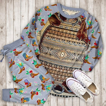 Rustic Cowboy Pajama Set |Sleepwear Pjs Sets | Raglan Shirt Pants Set