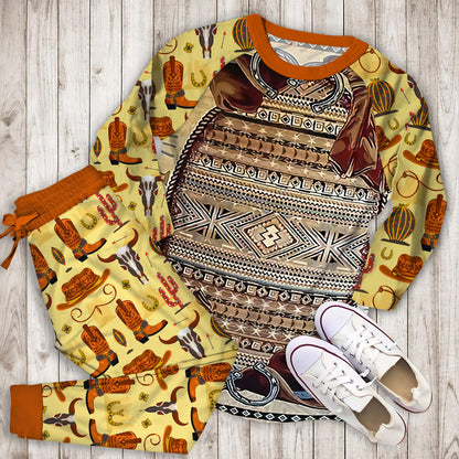 Rustic Cowboy Pajama Set |Sleepwear Pjs Sets | Raglan Shirt Pants Set