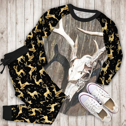 Deer Pajama Set | Pajamas | Cotton Sleepwear Sets | Soft Long Sleeve Pjs | Raglan Shirt and Pants Set