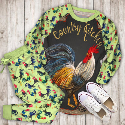 Rooster Pajama Set | Pajamas | Cotton Sleepwear Sets | Soft Long Sleeve Pjs | Raglan Shirt and Pants Set