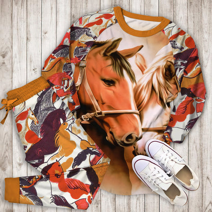 Horses Pajama Set |Sleepwear Pjs Sets | Raglan Shirt Pants Set