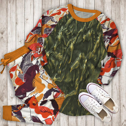 Wild Horse Pajama Set | Pajamas | Cotton Sleepwear Sets | Soft Long Sleeve Pjs | Raglan Shirt and Pants Set