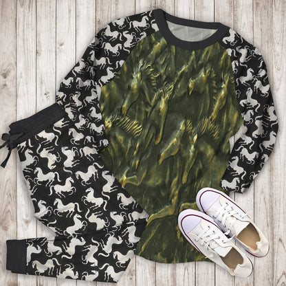 Wild Horse Pajama Set | Pajamas | Cotton Sleepwear Sets | Soft Long Sleeve Pjs | Raglan Shirt and Pants Set