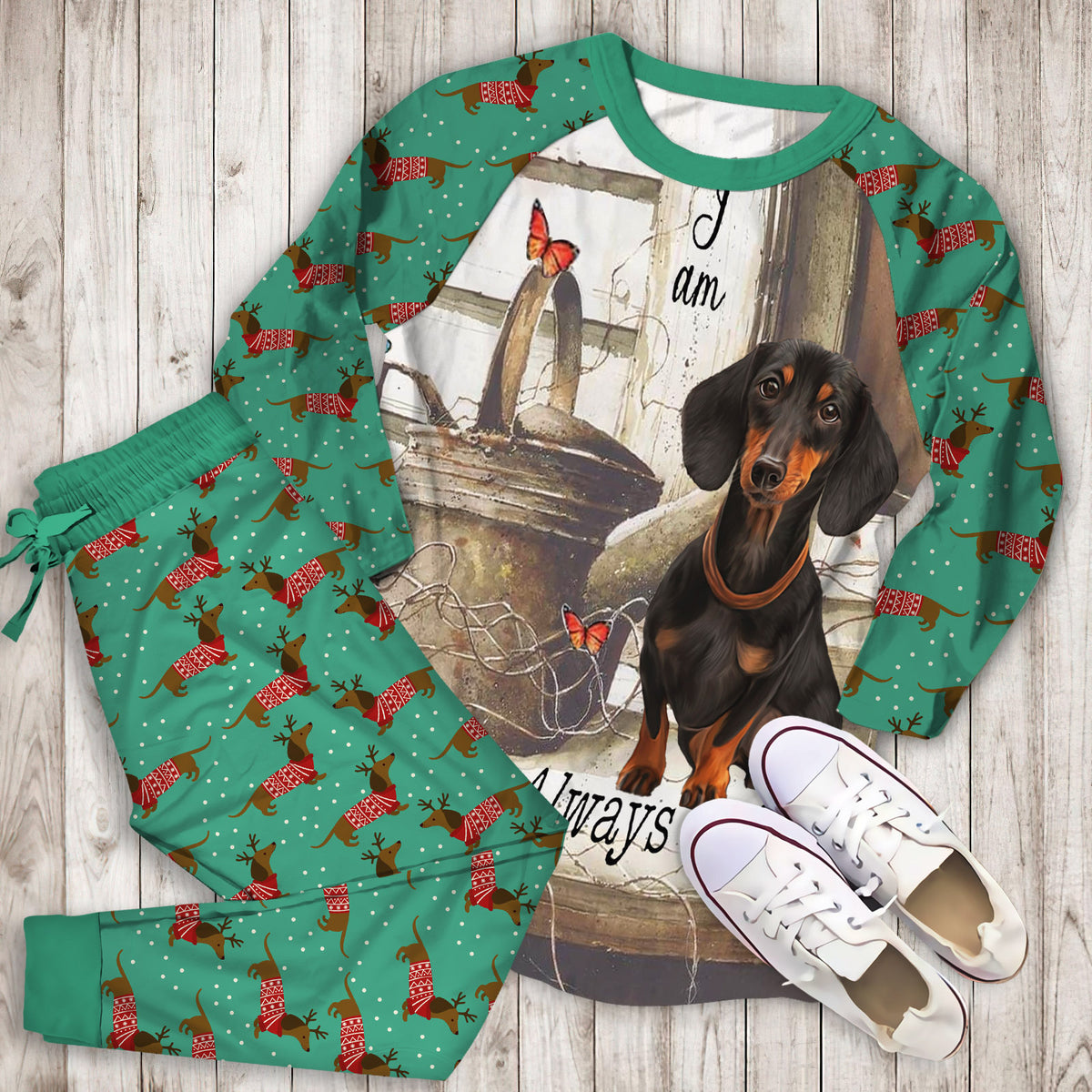 Dachshund Pajama Set | Pajamas | Cotton Sleepwear Sets | Soft Long Sleeve Pjs | Raglan Shirt and Pants Set