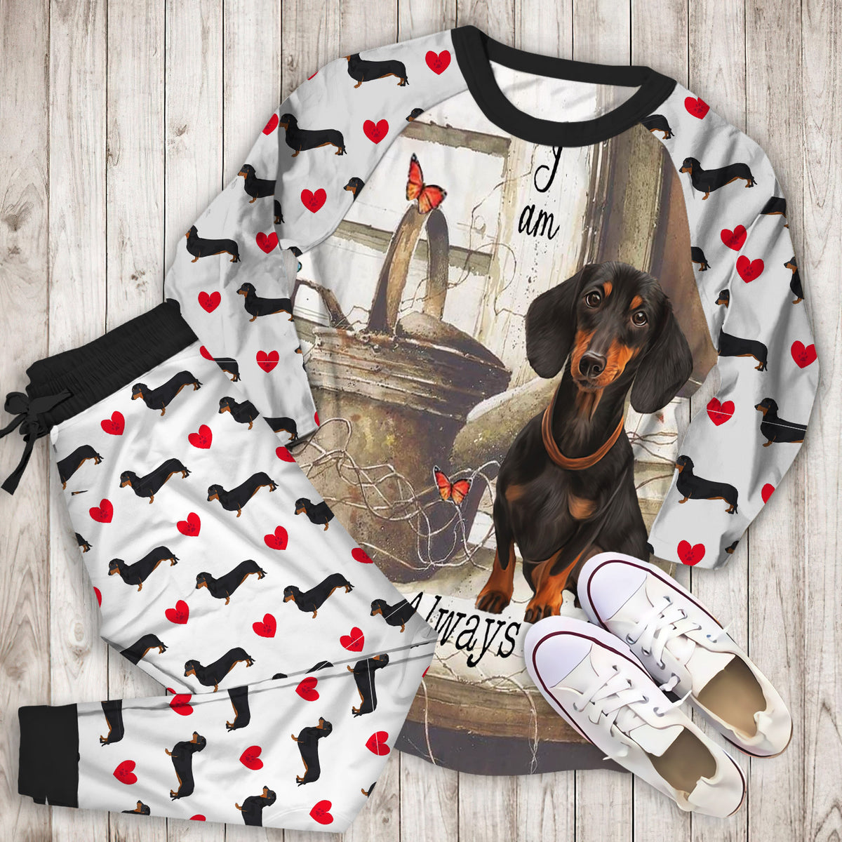 Dachshund Pajama Set | Pajamas | Cotton Sleepwear Sets | Soft Long Sleeve Pjs | Raglan Shirt and Pants Set