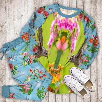 Humming Bird Personalized Name Pajama Set | Pajamas | Cotton Sleepwear Sets | Soft Long Sleeve Pjs | Raglan Shirt and Pants Set