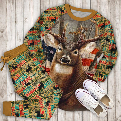 Hunting Pajama Set | Pajamas | Cotton Sleepwear Sets | Soft Long Sleeve Pjs | Raglan Shirt and Pants Set