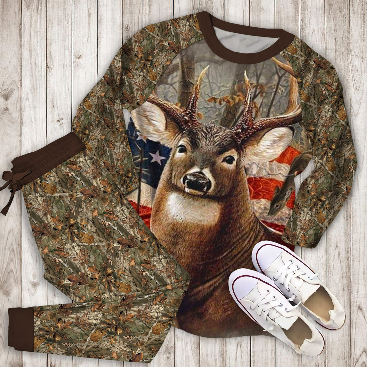 Hunting Pajama Set | Pajamas | Cotton Sleepwear Sets | Soft Long Sleeve Pjs | Raglan Shirt and Pants Set
