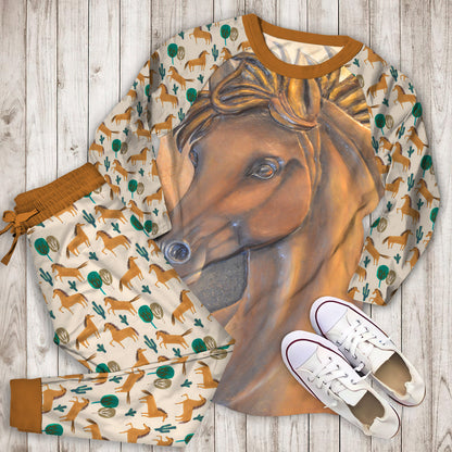 Horse Pajama Set | Pajamas | Cotton Sleepwear Sets | Soft Long Sleeve Pjs | Raglan Shirt and Pants Set