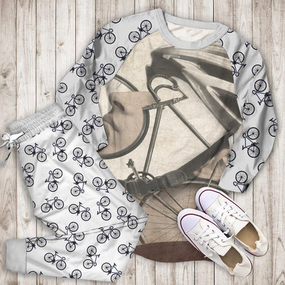 Cycling Pajama Set | Pajamas | Cotton Sleepwear Sets | Soft Long Sleeve Pjs | Raglan Shirt and Pants Set