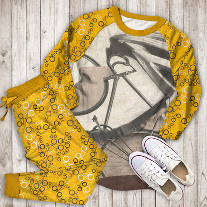 Cycling Pajama Set | Pajamas | Cotton Sleepwear Sets | Soft Long Sleeve Pjs | Raglan Shirt and Pants Set