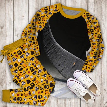 Hockey Pajama Set | Pajamas | Cotton Sleepwear Sets | Soft Long Sleeve Pjs | Raglan Shirt and Pants Set