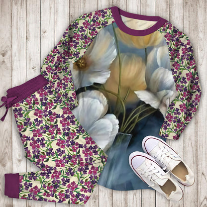 Hydrangea Pajama Set |Sleepwear Pjs Sets | Raglan Shirt Pants Set