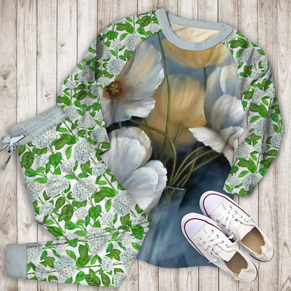 Hydrangea Pajama Set |Sleepwear Pjs Sets | Raglan Shirt Pants Set