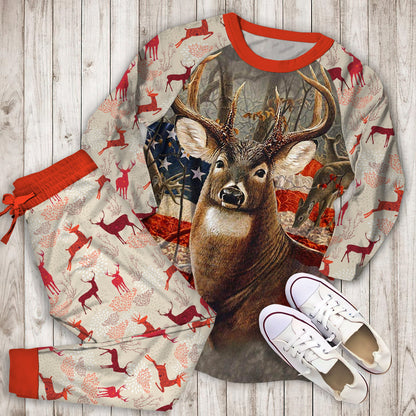 Deer Hunting Pajama Set | Pajamas | Cotton Sleepwear Sets | Soft Long Sleeve Pjs | Raglan Shirt and Pants Set
