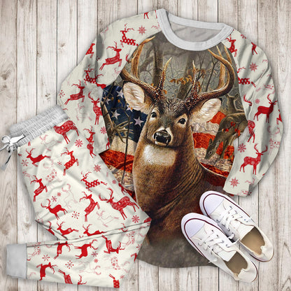 Deer Hunting Pajama Set | Pajamas | Cotton Sleepwear Sets | Soft Long Sleeve Pjs | Raglan Shirt and Pants Set