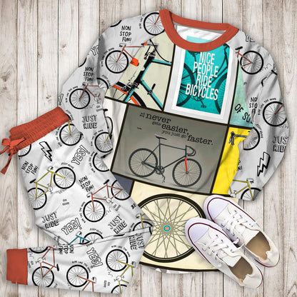 Cycling Pajama Set | Pajamas | Cotton Sleepwear Sets | Soft Long Sleeve Pjs | Raglan Shirt and Pants Set