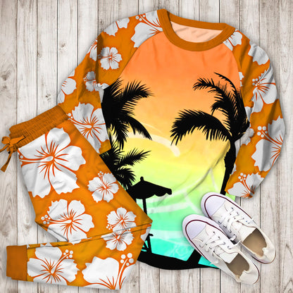 Hawaii Palm Tree Pajama Set |Sleepwear Pjs Sets | Raglan Shirt Pants Set