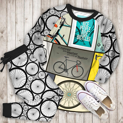 Cycling Pajama Set | Pajamas | Cotton Sleepwear Sets | Soft Long Sleeve Pjs | Raglan Shirt and Pants Set