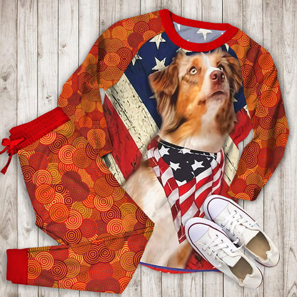 Australian Shepherd Pajama Set | Pajamas | Cotton Sleepwear Sets | Soft Long Sleeve Pjs | Raglan Shirt and Pants Set