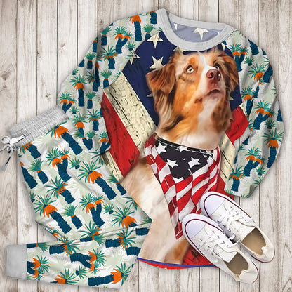 Australian Shepherd Pajama Set | Pajamas | Cotton Sleepwear Sets | Soft Long Sleeve Pjs | Raglan Shirt and Pants Set