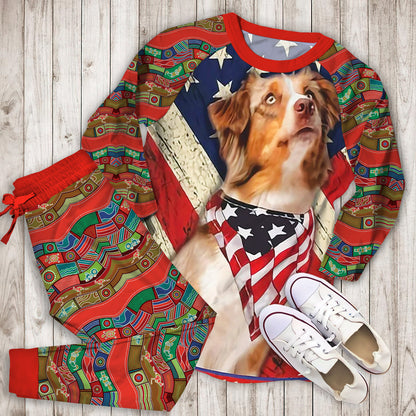 Australian Shepherd Pajama Set | Pajamas | Cotton Sleepwear Sets | Soft Long Sleeve Pjs | Raglan Shirt and Pants Set