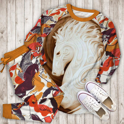 Horse Pajama Set | Pajamas | Cotton Sleepwear Sets | Soft Long Sleeve Pjs | Raglan Shirt and Pants Set