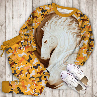 Horse Pajama Set | Pajamas | Cotton Sleepwear Sets | Soft Long Sleeve Pjs | Raglan Shirt and Pants Set