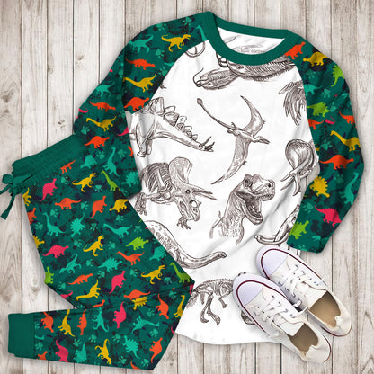 Dinosaur Pajama Set | Pajamas | Cotton Sleepwear Sets | Soft Long Sleeve Pjs | Raglan Shirt and Pants Set