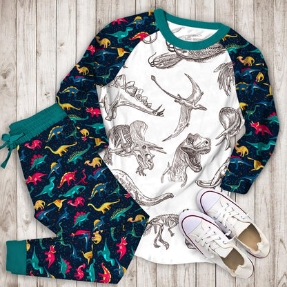 Dinosaur Pajama Set | Pajamas | Cotton Sleepwear Sets | Soft Long Sleeve Pjs | Raglan Shirt and Pants Set