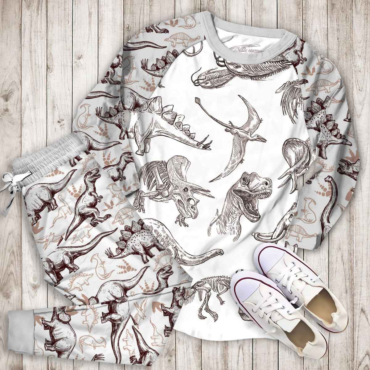 Dinosaur Pajama Set | Pajamas | Cotton Sleepwear Sets | Soft Long Sleeve Pjs | Raglan Shirt and Pants Set