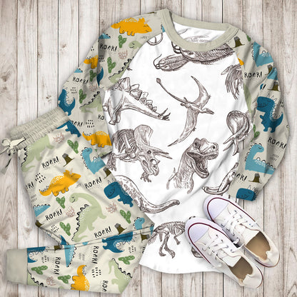 Dinosaur Pajama Set | Pajamas | Cotton Sleepwear Sets | Soft Long Sleeve Pjs | Raglan Shirt and Pants Set