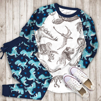 Dinosaur Pajama Set | Pajamas | Cotton Sleepwear Sets | Soft Long Sleeve Pjs | Raglan Shirt and Pants Set